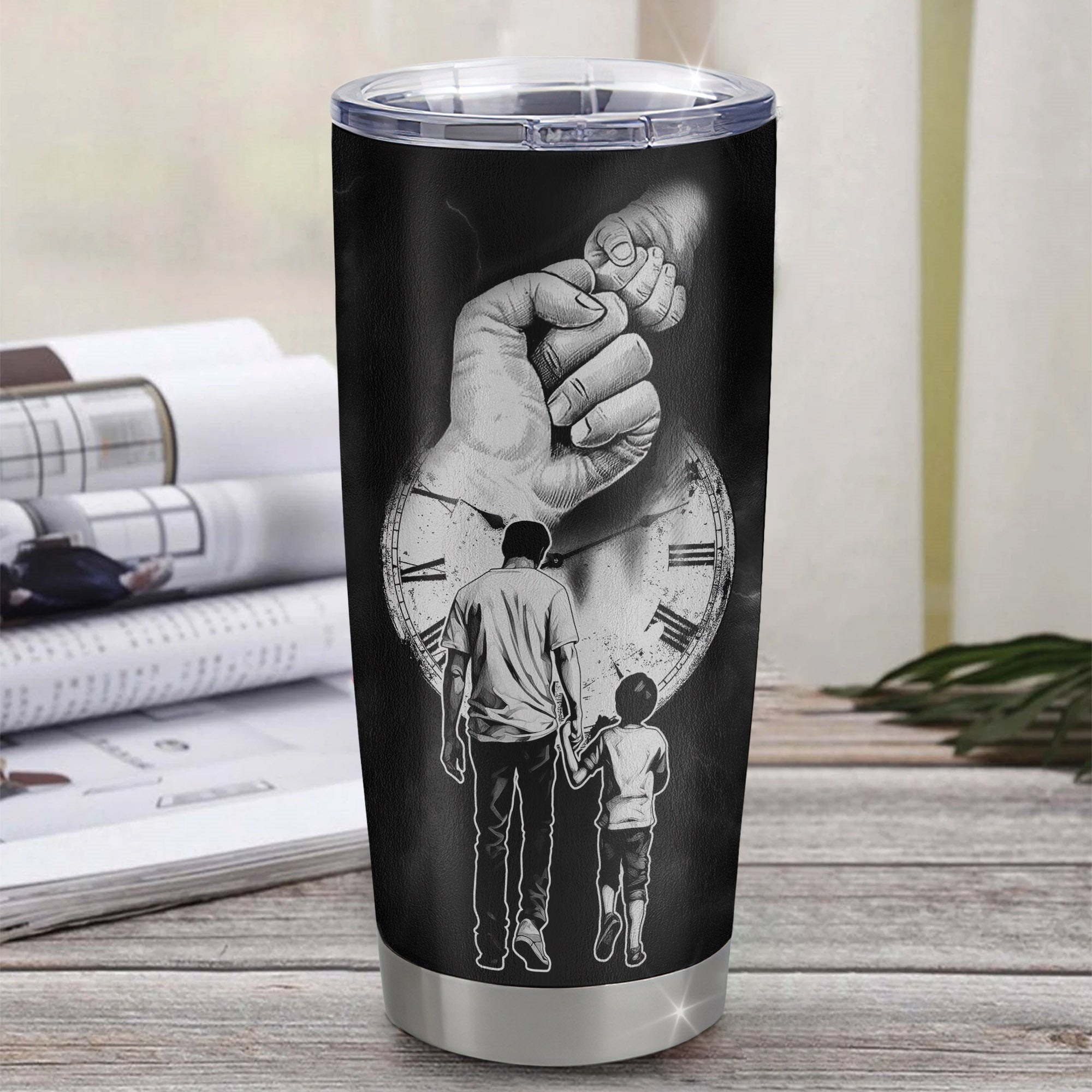 Personalized To My Dad From Son Little Boy Stainless Steel Tumbler Cup I Know It's Not Easy A Man To Raise A Child Dad Fathers Day Birthday Christmas Travel Mug | siriusteestore