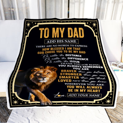 Personalized To My Dad Gifts For Birthday From Daughter Son Inspirational Lion Gifts For Dad Blanket Birthday Idea Father's Day Custom Fleece Throw Blanket | siriusteestore
