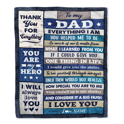 Personalized To My Dad Gifts From Daughter Son Wood Blanket Birthday Gift For Dad Who Wants Nothing Best Dad Fathers Day Christmas Customized Fleece Blanket | siriusteestore