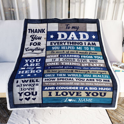 Personalized To My Dad Gifts From Daughter Son Wood Blanket Birthday Gift For Dad Who Wants Nothing Best Dad Fathers Day Christmas Customized Fleece Blanket | siriusteestore