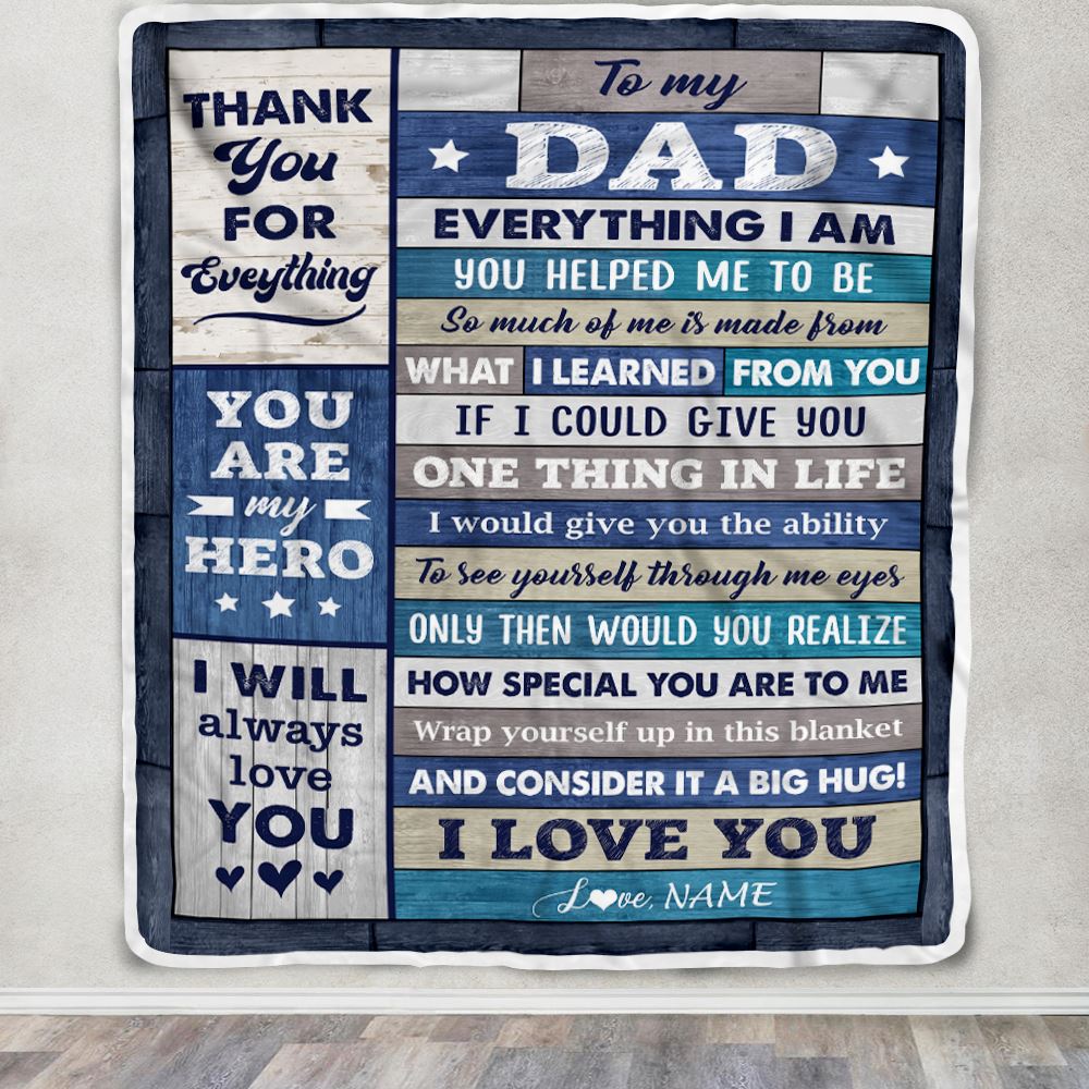 Personalized To My Dad Gifts From Daughter Son Wood Blanket Birthday Gift For Dad Who Wants Nothing Best Dad Fathers Day Christmas Customized Fleece Blanket | siriusteestore