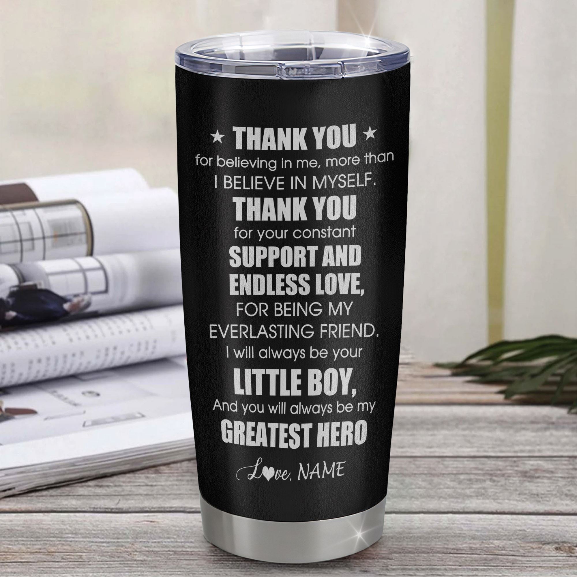 Personalized To My Dad Gifts From Son Tumbler Thank You For Believing In Me Gifts For Dad Birthday Fathers Day Christmas Custom Stainless Steel Cup Travel Mug | siriusteestore