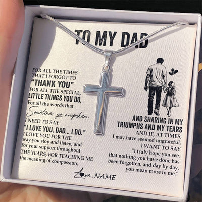 Stainless Cross Necklace Stainless Steel | 2 | Personalized To My Dad Necklace From Daughter For All The Times That I Forgot To Thank You Dad Birthday Fathers Day Christmas Customized Gift Box Message Card | siriusteestore