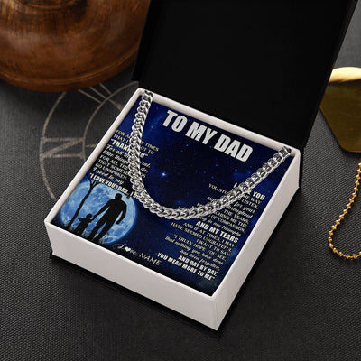 Cuban Link Chain Necklace Stainless Steel | 2 | Personalized To My Dad Necklace From Daughter Son Thank You Grateful Love Dad Birthday Fathers Day Thanksgiving Christmas Customized Gift Box Message Card | siriusteestore