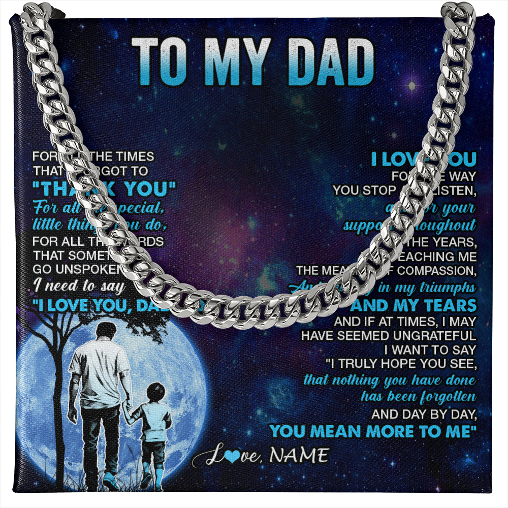 Cuban Link Chain Necklace Stainless Steel | 1 | Personalized To My Dad Necklace From Son Thank You Day By Day Dad Birthday Gifts Fathers Day Christmas Customized Gift Box Message Card | siriusteestore