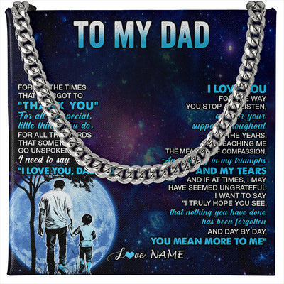 Cuban Link Chain Necklace Stainless Steel | 1 | Personalized To My Dad Necklace From Son Thank You Day By Day Dad Birthday Gifts Fathers Day Christmas Customized Gift Box Message Card | siriusteestore