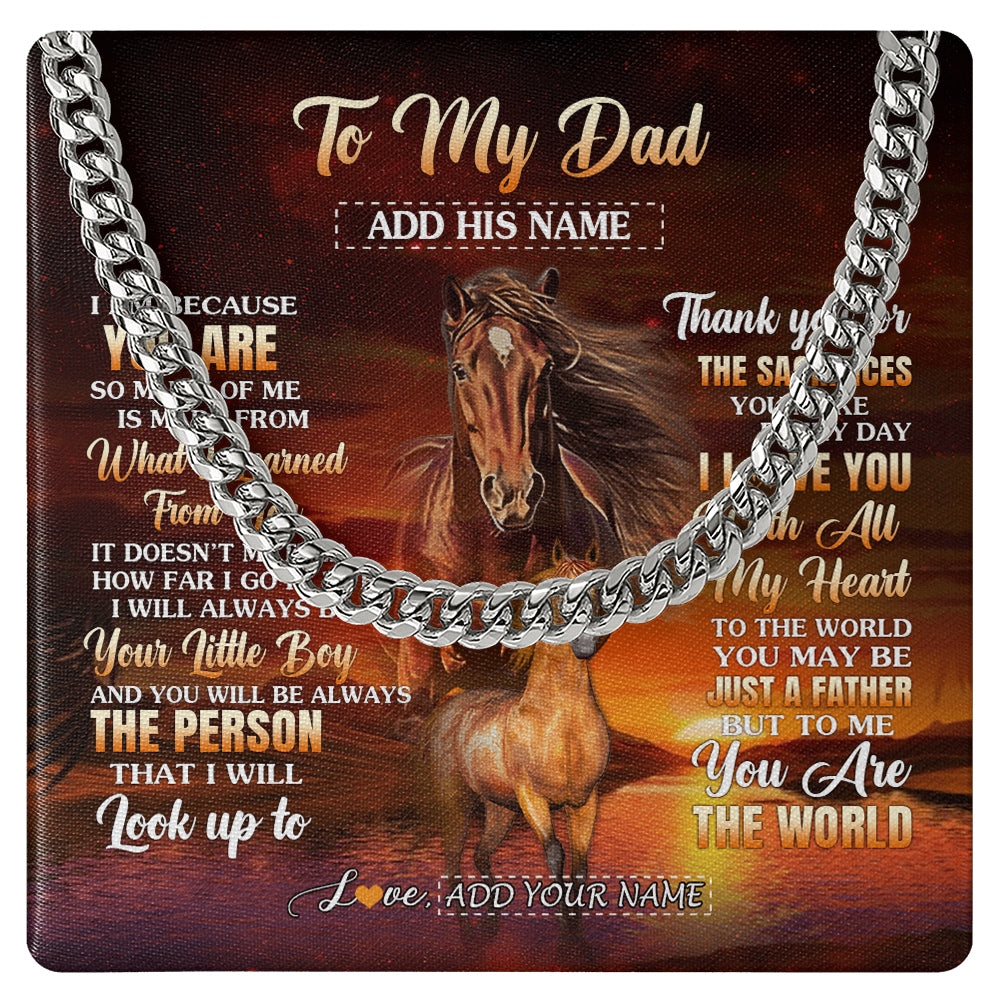 Cuban Link Chain Necklace Stainless Steel | 1 | Personalized To My Dad Necklace From Son Thank You For The Sacrifices Horse Dad Birthday Mothers Day Thanksgiving Christmas Custom Gift Box Message Card | https://siriusteestore.