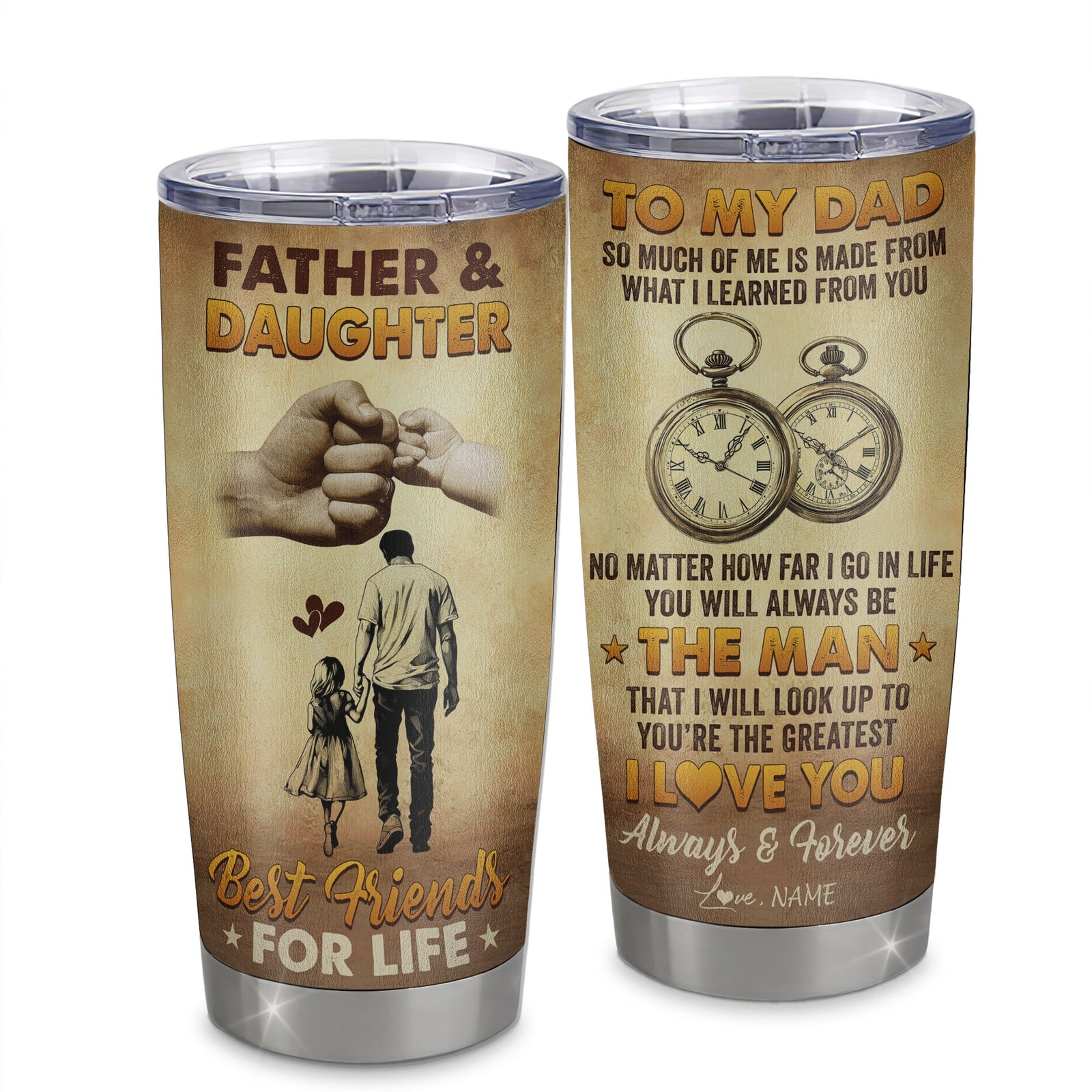 Personalized To My Dad Tumbler From Daughter Stainless Steel Cup Father And Daughter Best Friend For Life Dad Birthday Fathers Day Christmas Travel Mug | siriusteestore