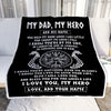 Personalized To My Dad Viking Blanket From Son Daughter My Hero Scandinavian Nordic Viking Dad Birthday Gifts Fathers Day Christmas Customized Fleece Blanket | siriusteestore