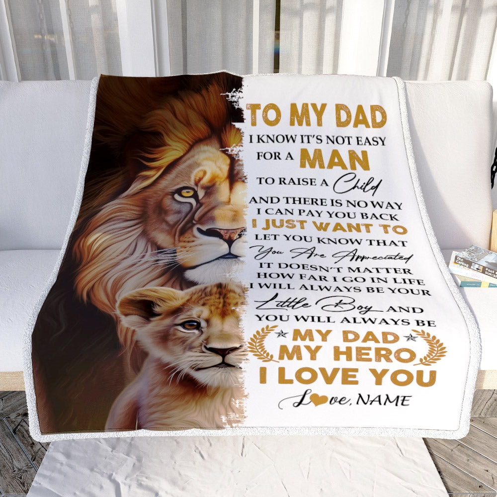 Personalized To My Dad from Son Blanket I Love You Dad Lion Father's Day Birthday Thanksgiving Christmas Customized Fleece Blanket | siriusteestore