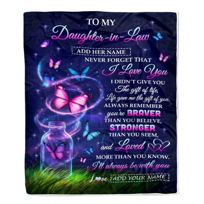 Personalized To My Daughter-in-Law Gifts From Mother-in-Law Blanket Butterfly Never Forget Birthday Presents Gifts Wedding Anniversary Christmas Fleece Blanket | siriusteestore
