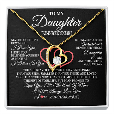 Forever Love Necklace 18K Yellow Gold Finish | 1 | Personalized To My Daughter Birthday Gifts From Mom Dad Mother Always Love You Daughter Necklace Gifts Jewelry Christmas Custom Gift Box Message Card | siriusteestore.myshopify