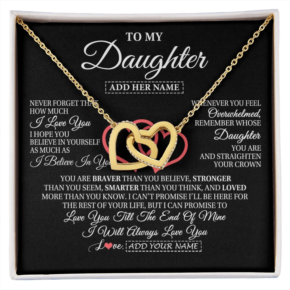 Interlocking Hearts Necklace 18K Yellow Gold Finish | 1 | Personalized To My Daughter Birthday Gifts From Mom Dad Mother Always Love You Daughter Necklace Gifts Jewelry Christmas Custom Gift Box Message Card | siriusteestore.myshopify