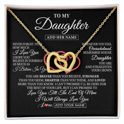 Interlocking Hearts Necklace 18K Yellow Gold Finish | 1 | Personalized To My Daughter Birthday Gifts From Mom Dad Mother Always Love You Daughter Necklace Gifts Jewelry Christmas Custom Gift Box Message Card | siriusteestore.myshopify