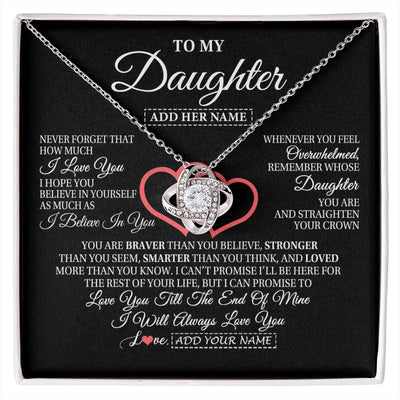 Love Knot Necklace 14K White Gold Finish | 1 | Personalized To My Daughter Birthday Gifts From Mom Dad Mother Always Love You Daughter Necklace Gifts Jewelry Christmas Custom Gift Box Message Card | siriusteestore.myshopify