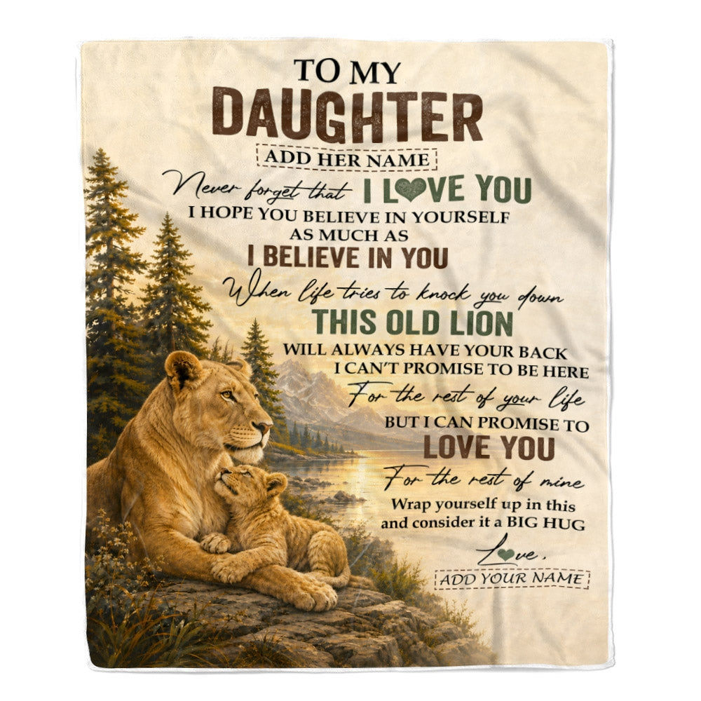 Personalized To My Daughter Birthday Gifts From Mom Mother This Old Lion Blanket Daughter Gifts Graduation Christmas Gift Ideas For Women Fleece Throw Blanket | siriusteestore