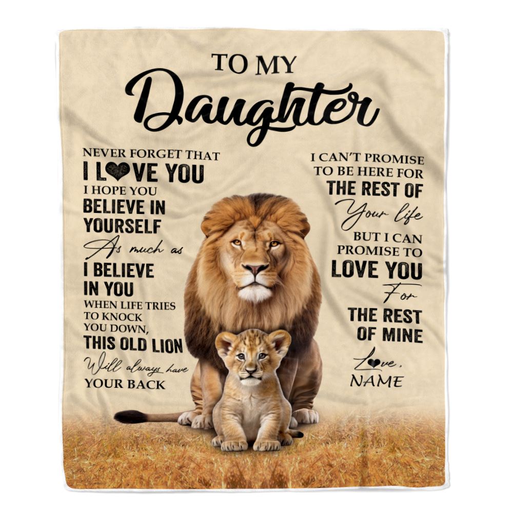 Personalized To My Daughter Blanket From Dad Father Lion Never Forget That I Love You Daughter Birthday Gifts Graduation Christmas Customized Fleece Throw Blanket | siriusteestore