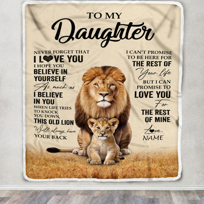 Personalized To My Daughter Blanket From Dad Father Lion Never Forget That I Love You Daughter Birthday Gifts Graduation Christmas Customized Fleece Throw Blanket | siriusteestore