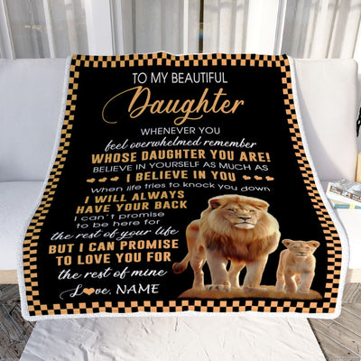 Personalized To My Daughter Blanket From Dad Father Whenever You Feel Lion Daughter Birthday Gifts Graduation Christmas Customized Fleece Throw Blanket | siriusteestore