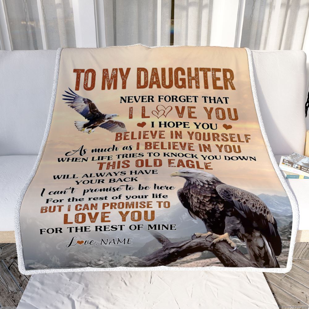 Personalized To My Daughter Blanket From Dad Mom Mother This Old Eagle Love You Daughter Birthday Gifts Graduation Christmas Customized Fleece Throw Blanket | siriusteestore