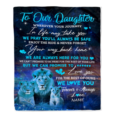 Personalized To My Daughter Blanket From Mom And Dad We Love You Forever Always Lion Daughter Birthday Thanksgiving Christmas Customized Fleece Throw Blanket | siriusteestore