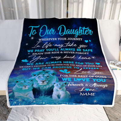 Personalized To My Daughter Blanket From Mom And Dad We Love You Forever Always Lion Daughter Birthday Thanksgiving Christmas Customized Fleece Throw Blanket | siriusteestore