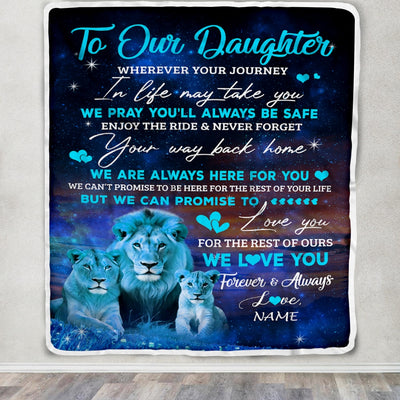 Personalized To My Daughter Blanket From Mom And Dad We Love You Forever Always Lion Daughter Birthday Thanksgiving Christmas Customized Fleece Throw Blanket | siriusteestore