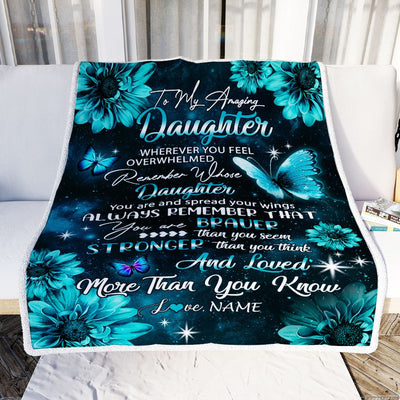 Personalized To My Daughter Blanket From Mom Dad Butterfly You Are Braver Than You Seem Daughter Birthday Graduation Christmas Customized Fleece Blanket | siriusteestore