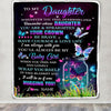 Personalized To My Daughter Blanket From Mom Dad Father Butterfly Straighten Your Crown Inspirational Daughter Birthday Christmas Customized Fleece Blanket | siriusteestore