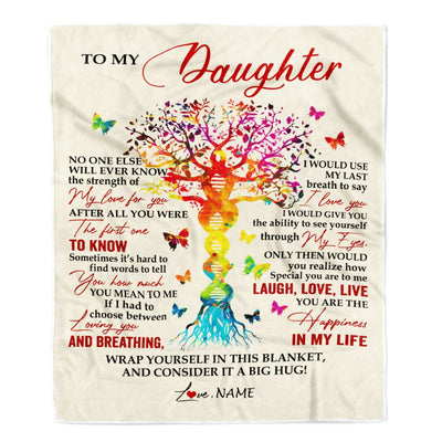 Personalized To My Daughter Blanket From Mom Dad Father DNA Colorful Tree Daughter Birthday Celebrating Graduation Christmas Customized Gift Fleece Blanket | siriusteestore