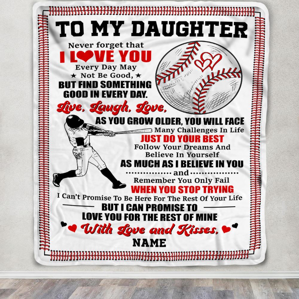 Personalized To My Daughter Blanket From Mom Dad Father I Believe In You Baseball Daughter Birthday Graduation Christmas Customized Bed Fleece Throw Blanket | siriusteestore