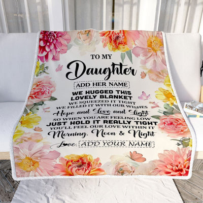 Personalized To My Daughter Blanket From Mom Dad Floral We Hugged This Lovely Daughter Birthday Gifts Graduation Christmas Customized Fleece Throw Blanket | siriusteestore