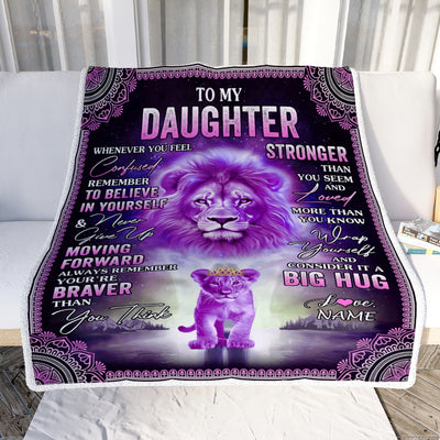Personalized To My Daughter Blanket From Mom Dad I Love You It A Big Hug Lion Daughter Birthday Graduation Christmas Customized Fleece Throw Blanket | siriusteestore