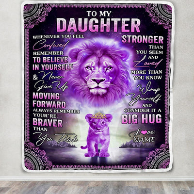 Personalized To My Daughter Blanket From Mom Dad I Love You It A Big Hug Lion Daughter Birthday Graduation Christmas Customized Fleece Throw Blanket | siriusteestore