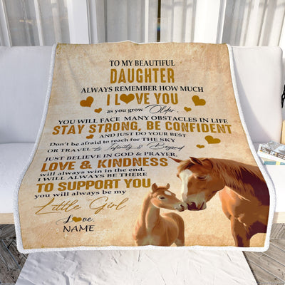 Personalized To My Daughter Blanket From Mom Dad Mother Always Remember I Love You Horse Daughter Birthday Graduation Christmas Customized Fleece Blanket | siriusteestore