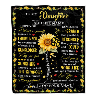 Personalized To My Daughter Blanket From Mom Dad Mother Be A Sunflower Daughter Birthday Gifts Graduation Christmas Customized Fleece Throw Blanket | siriusteestore
