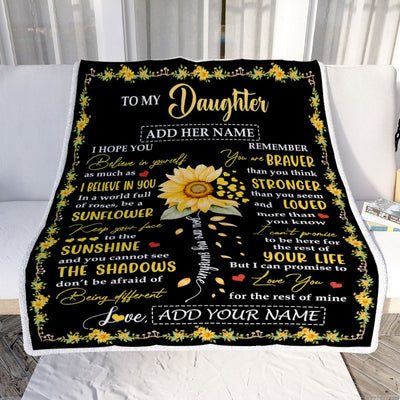 Personalized To My Daughter Blanket From Mom Dad Mother Be A Sunflower Daughter Birthday Gifts Graduation Christmas Customized Fleece Throw Blanket | siriusteestore