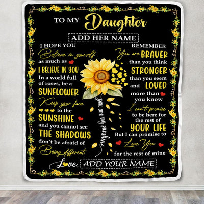 Personalized To My Daughter Blanket From Mom Dad Mother Be A Sunflower Daughter Birthday Gifts Graduation Christmas Customized Fleece Throw Blanket | siriusteestore