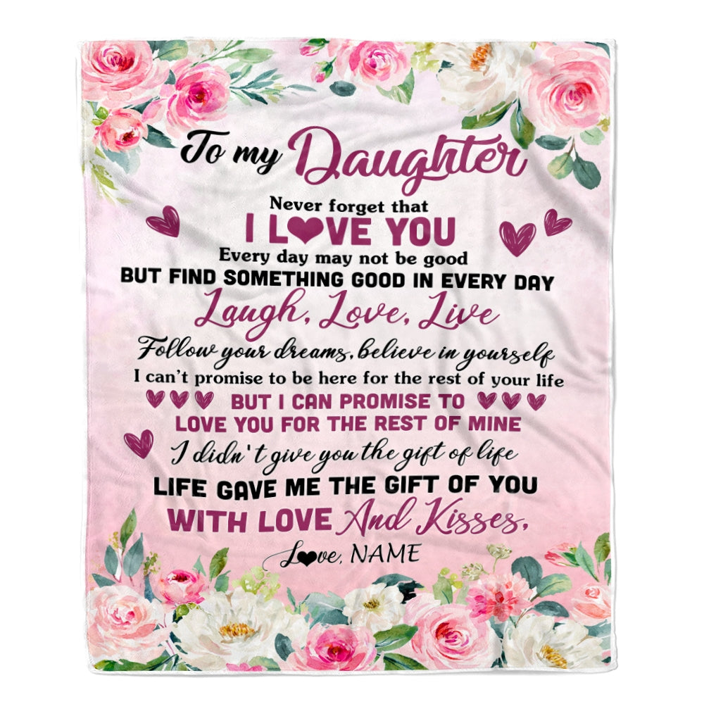 Personalized To My Daughter Blanket From Mom Dad Mother Never Forget I Love You Flower Daughter Birthday Graduation Christmas Customized Bed Fleece Blanket | siriusteestore