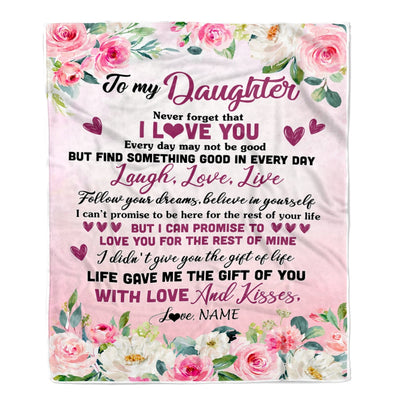 Personalized To My Daughter Blanket From Mom Dad Mother Never Forget I Love You Flower Daughter Birthday Graduation Christmas Customized Bed Fleece Blanket | siriusteestore