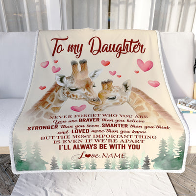 Personalized To My Daughter Blanket From Mom Dad Mother Never Forget Who Are You Giraffe Daughter Birthday Graduation Christmas Customized Fleece Blanket | siriusteestore