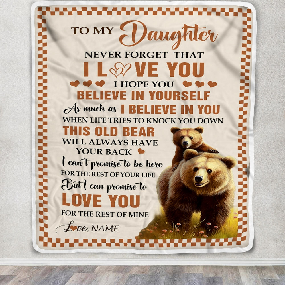 Personalized To My Daughter Blanket From Mom Dad Mother This Old Bear Love You Daughter Birthday Gifts Graduation Christmas Customized Fleece Throw Blanket | siriusteestore