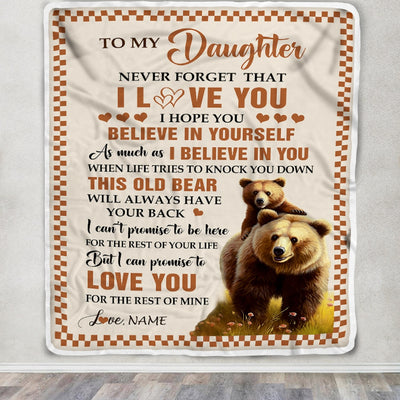 Personalized To My Daughter Blanket From Mom Dad Mother This Old Bear Love You Daughter Birthday Gifts Graduation Christmas Customized Fleece Throw Blanket | siriusteestore