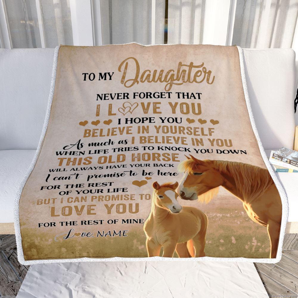 Personalized To My Daughter Blanket From Mom Dad Mother This Old Horse Love Daughter Birthday Gifts Graduation Christmas Customized Fleece Throw Blanket | siriusteestore