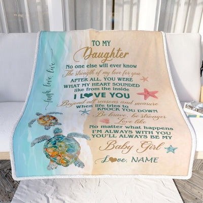 Personalized To My Daughter Blanket From Mom Dad Mother Turtle Laugh Love Live I Love You Daughter Birthday Graduation Christmas Customized Fleece Blanket | siriusteestore