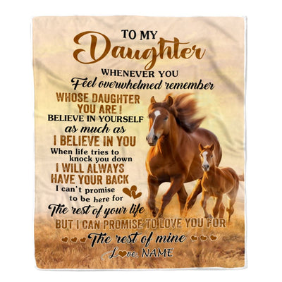 Personalized To My Daughter Blanket From Mom Dad Mother Whenever You Feel Horse Daughter Birthday Gifts Graduation Christmas Customized Fleece Throw Blanket | siriusteestore
