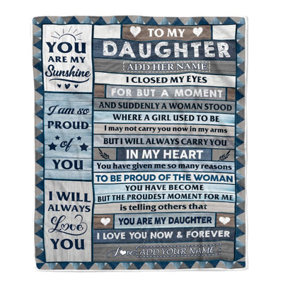 Personalized To My Daughter Blanket From Mom Dad Mother Wood I Closed My Eyes Gifts For Daughter Birthday Gifts Graduation Christmas Customized Fleece Blanket | siriusteestore