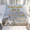 Personalized To My Daughter Blanket From Mom Dad Never Forget That I Love You Wolf Daughter Birthday Graduation Christmas Customized Bed Fleece Throw Blanket | siriusteestore