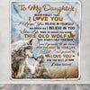 Personalized To My Daughter Blanket From Mom Dad Never Forget That I Love You Wolf Daughter Birthday Graduation Christmas Customized Bed Fleece Throw Blanket | siriusteestore