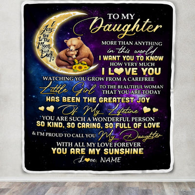 Personalized To My Daughter Blanket From Mom Dad Positive Energy Encourage Brave Little Bear Daughter Birthday Christmas Thanksgiving Customized Fleece Blanket | siriusteestore